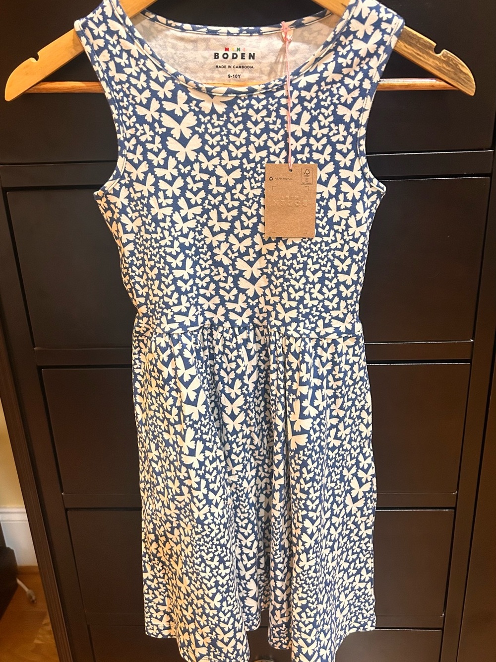 Boden Blue and White Butterfly Print Sundress